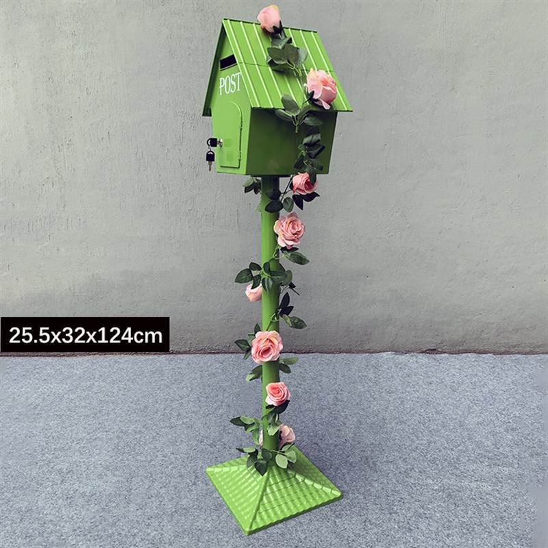 美式乡村铁艺小屋创意邮箱装饰摆件幼儿园庭院工艺品网红拍摄道具