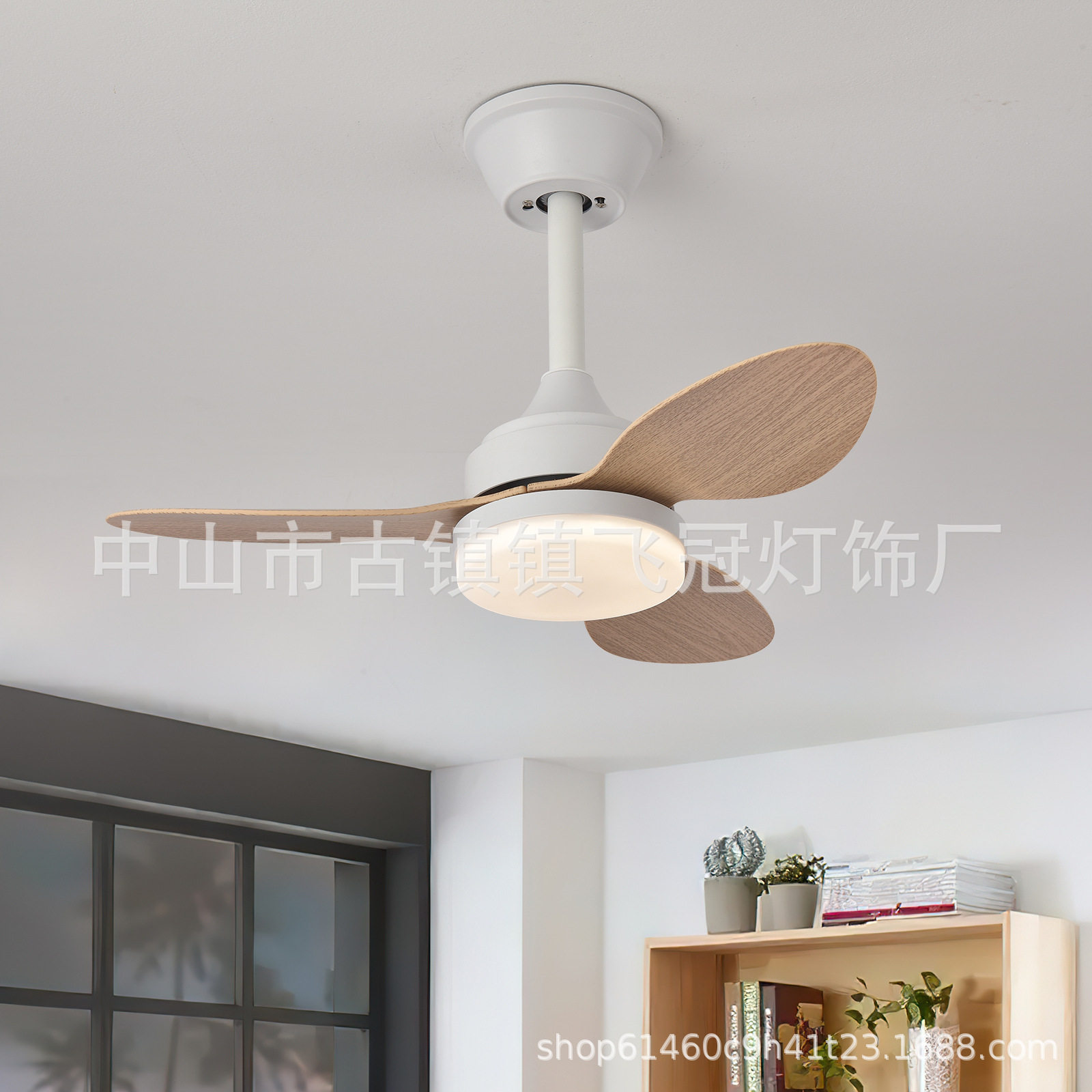 跨境日规吊扇灯现代简约客厅吊顶电扇灯餐厅大风力带吊杆风扇灯