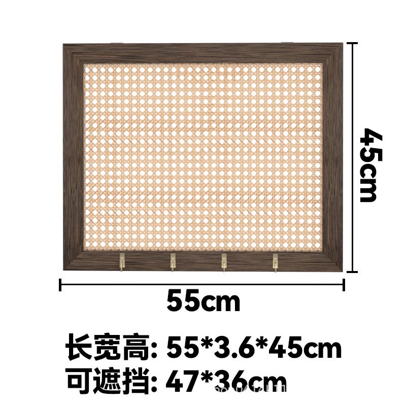 实木墙壁藤编挂钩式挂画遮挡遮挡盒装饰玄关墙面配电箱客厅电表盒
