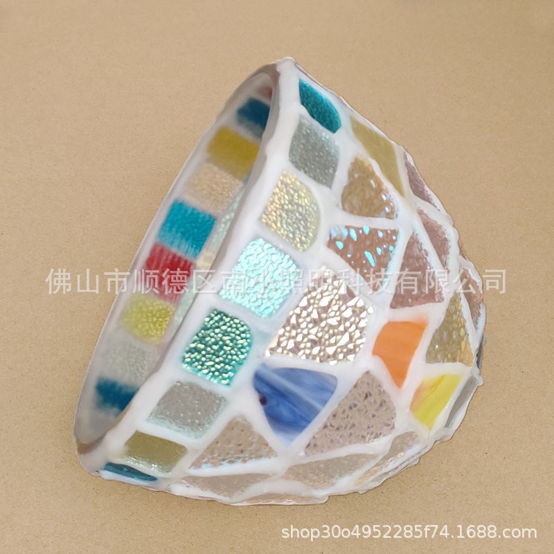彩色玻璃灯罩北欧复古地中海吊灯美式蒂凡尼灯罩马赛克创意玻璃罩