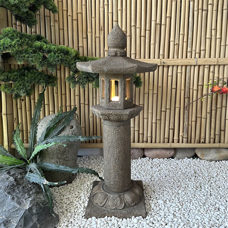太阳能庭院石灯中式日式仿古别墅户外石雕灯笼青石造景石灯摆件