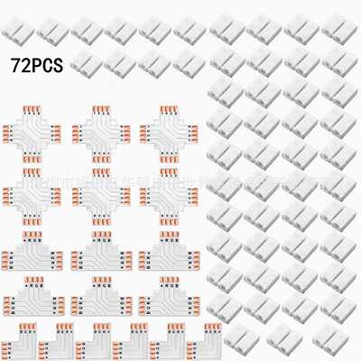 72PCS 4P 10mm RGB七彩LED灯条配件免焊卡扣中间接LT十字型转接板