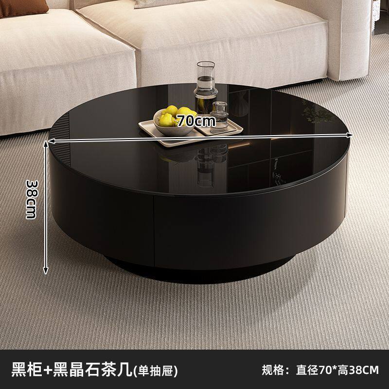 意式茶几客厅玻璃茶几现代圆形客厅轻奢家用茶桌简约极简组合