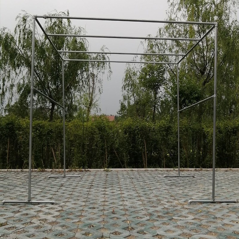 镀锌钢管水管晾衣架落地户外防风双杆加厚四方晒被凉衣Z架瓜果棚