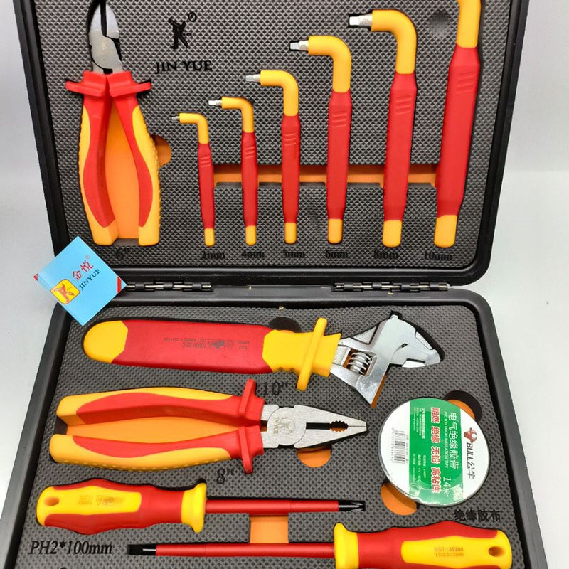 12件套新能源绝缘维修套装工具电工绝缘汽修机修组套工具VDE专用
