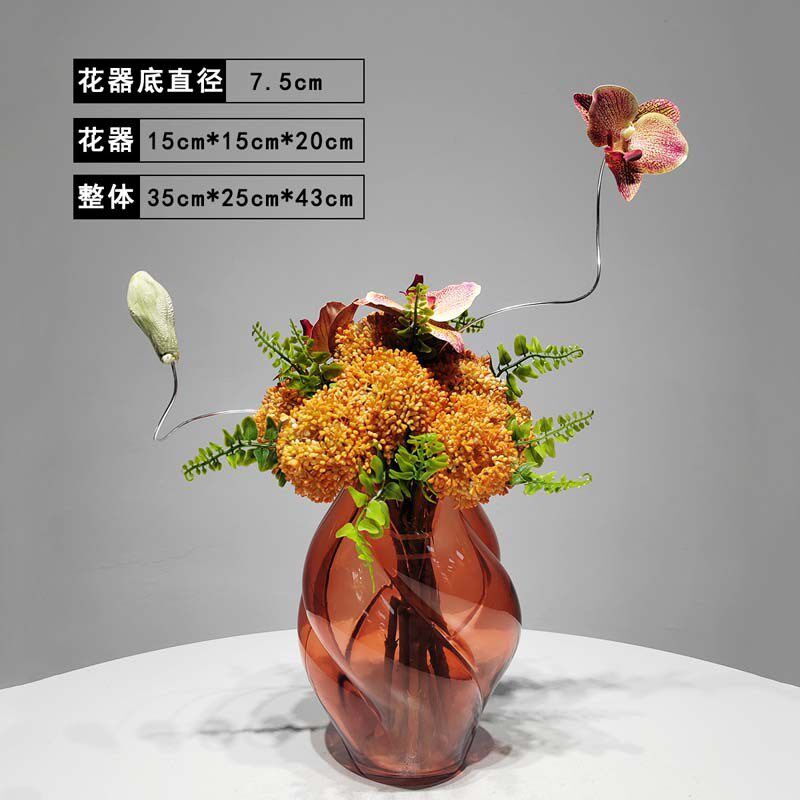 现代粉红色花瓶插花器花艺摆件售楼处样板房餐桌客厅X绿植假花饰