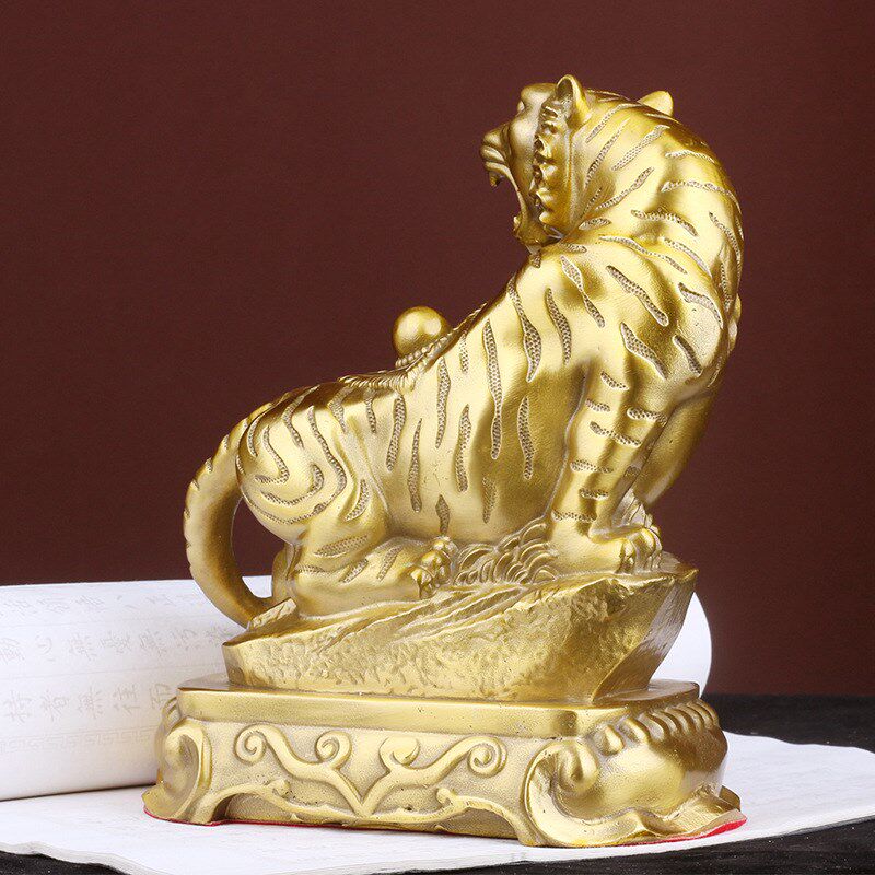 纯铜虎啸生财生肖虎摆件金钱虎y上山虎桌面装饰品虎年吉祥物铜老