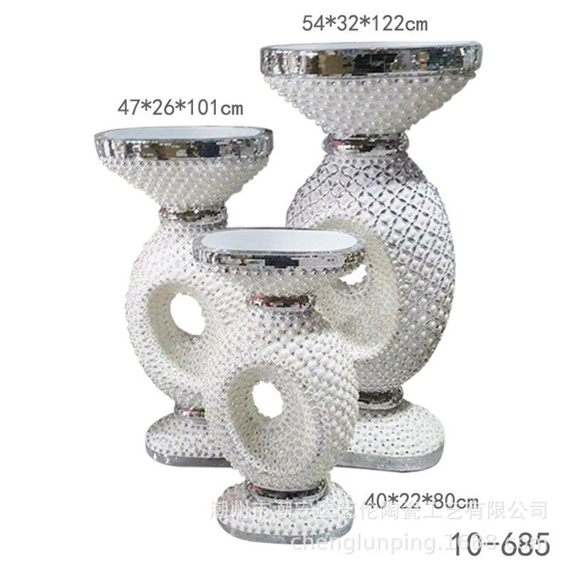欧式玻璃钢家居镶钻花盆插v花花器客厅展厅装饰品摆件落地大花瓶