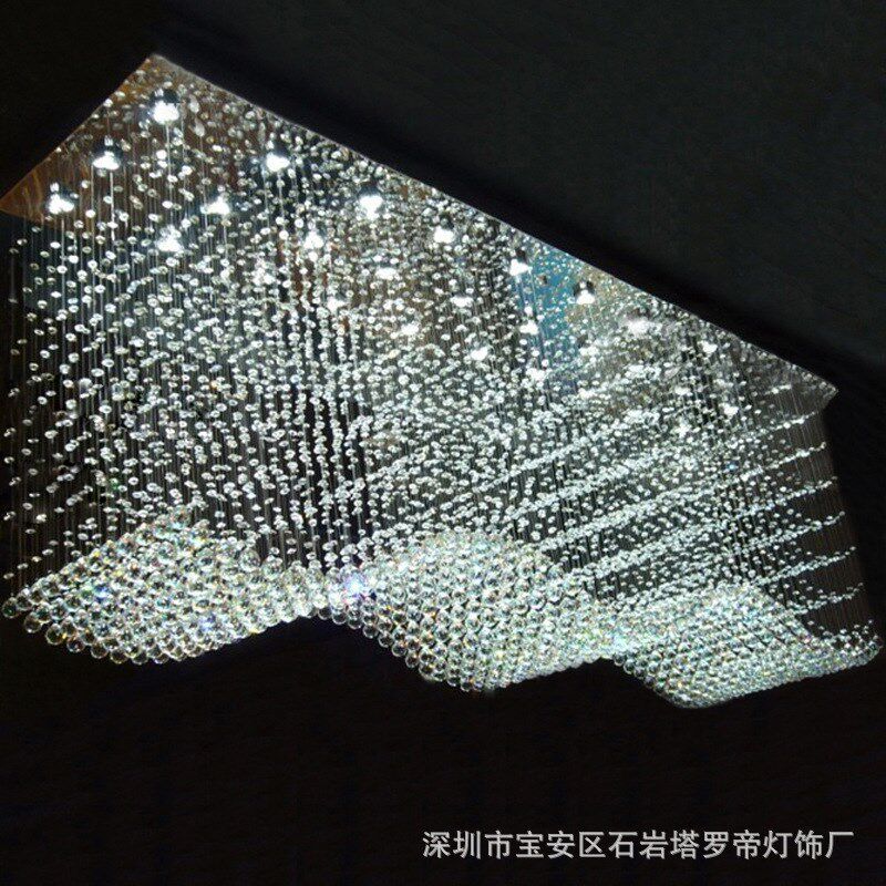 大型酒店工程水晶灯m长方形奢华别墅客厅大厅灯简约现代LED吸顶灯