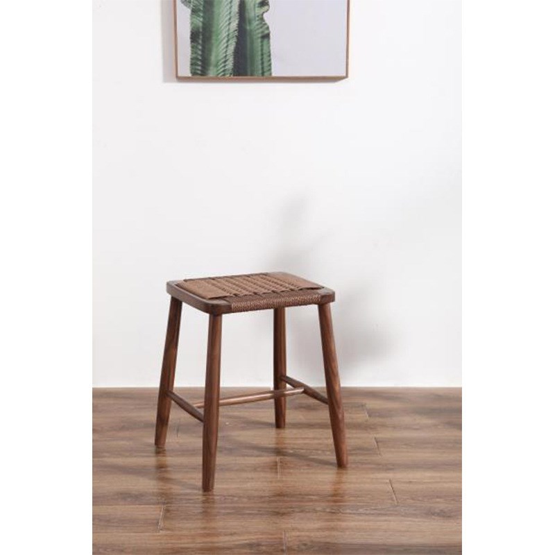 编织凳子化妆凳实木o钩编凳子家居用品凳子餐凳餐椅木质编织麻绳