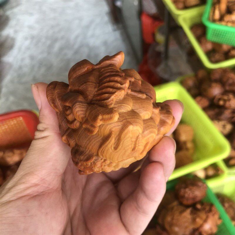 太行崖柏木雕金蟾手把招财随身A雕刻男士文玩实木工艺品送礼摆件