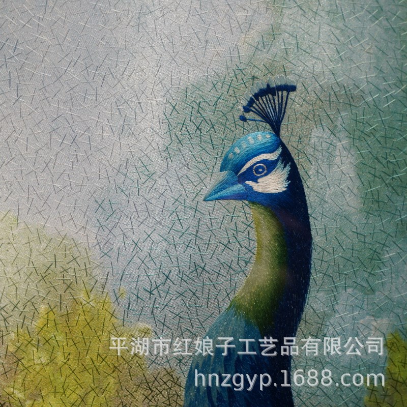 新中式风格竖版孔雀相伴一生纯A手工苏绣刺绣客厅装饰画成品包安