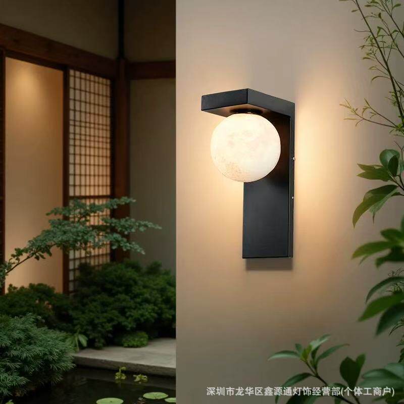 新款太阳能户外防水壁灯阳台走廊庭院灯车库门口灯花园月球氛围灯
