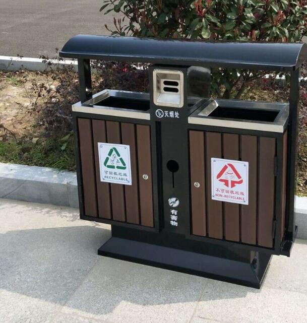 室外分类垃圾桶商场用大号酒店不锈钢户外桶大容量公园塑木环保分