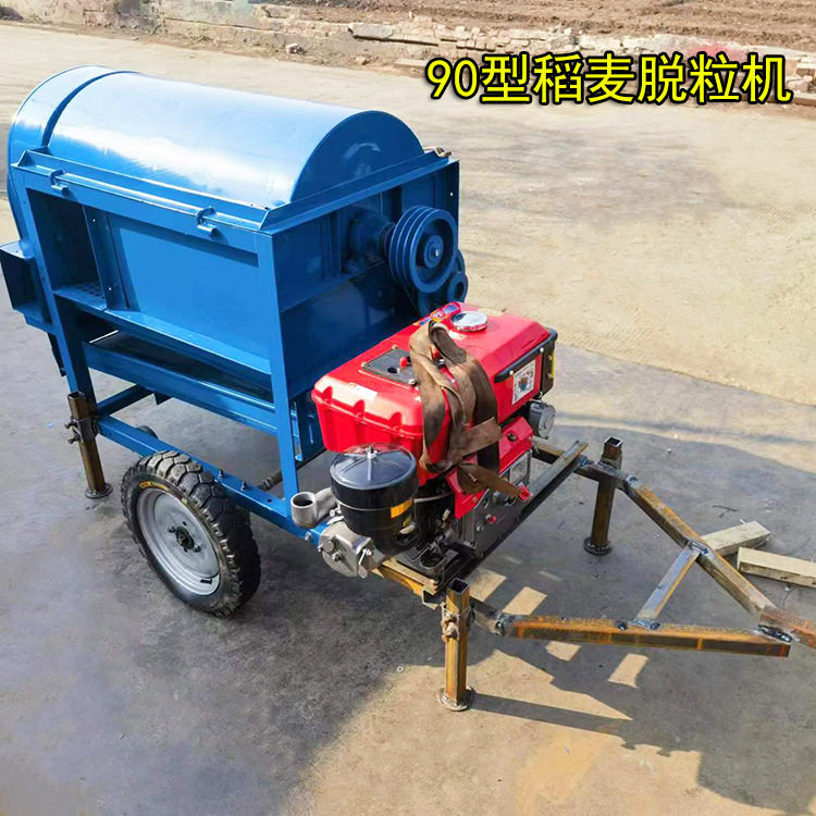 移动柴油机版本打谷机 90型大豆脱粒机吉林农用水稻脱粒机打麦机
