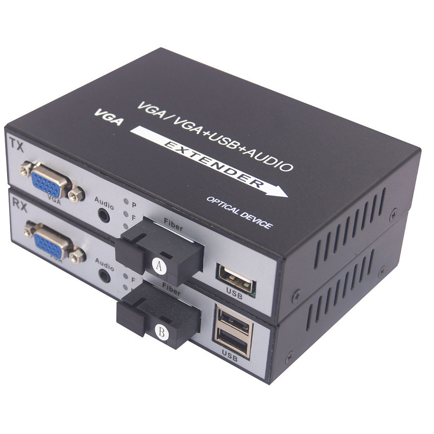 4路VGA光端机1080P高清VGA+USB光端机视频监控单纤SCFC