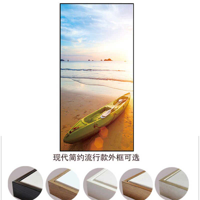 北欧简约海边小船风景装饰画素材客厅三联挂画卧T室挂画高清图片