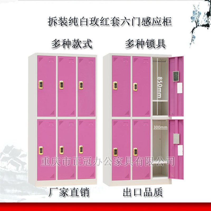 铁皮多门b员工衣柜儿童游乐园健身房浴室储物柜彩色感应锁更衣柜