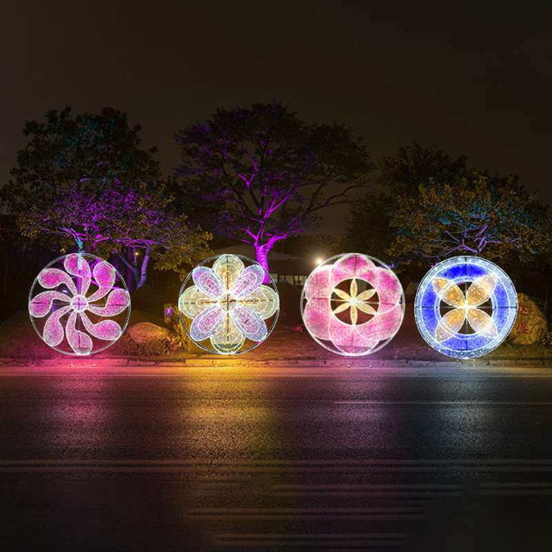 LED灯串户外防水花朵造型灯广场公园灯光节节日装饰路灯杆光景