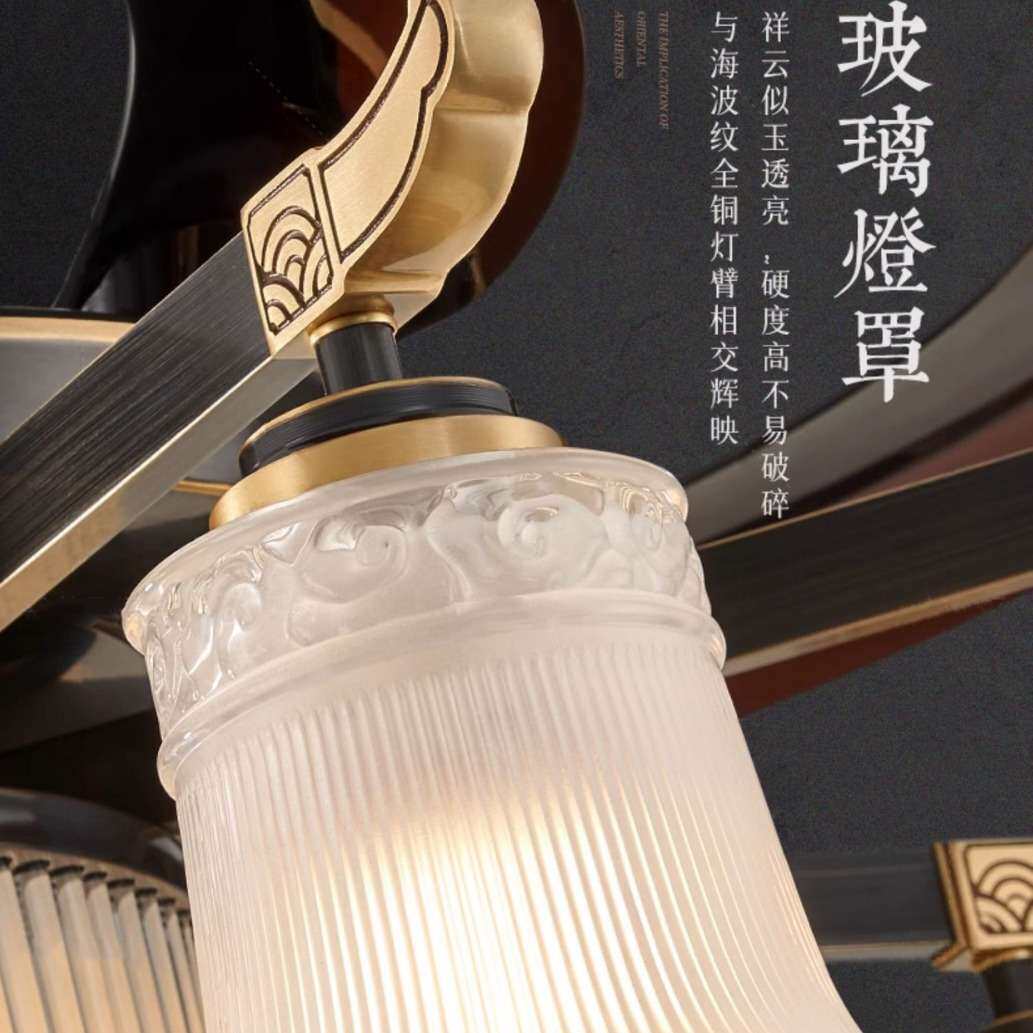 新中式吊扇灯风扇灯客厅餐厅卧室简约古典高端大风力隐形风扇吊灯