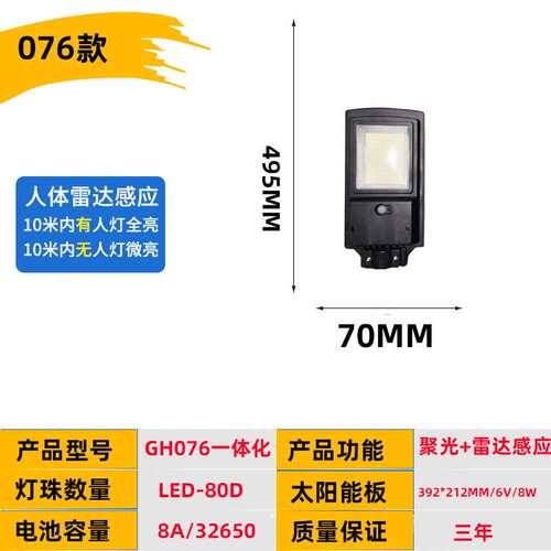 人体感应灯户外庭院灯家一体化路灯新农村防水LED照明灯太阳能灯
