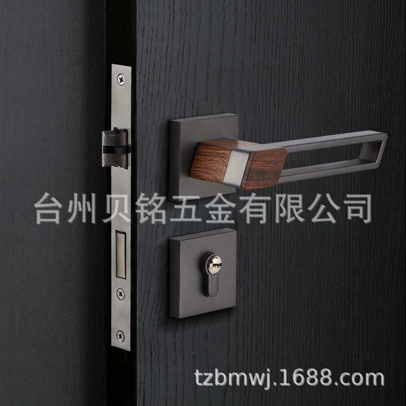 锌合金静音室内卧室门锁家用简约镂空分体锁木门通用型执手锁