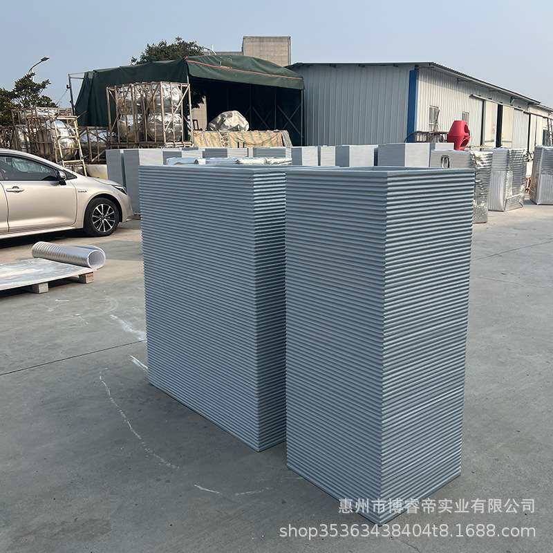 户外长方形玻璃钢花盆组合露台庭院阳台花池花槽市政园林条纹花箱