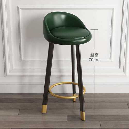 北欧吧台椅 现代简约高脚凳收银前台皮面靠背椅子轻奢家用高脚凳
