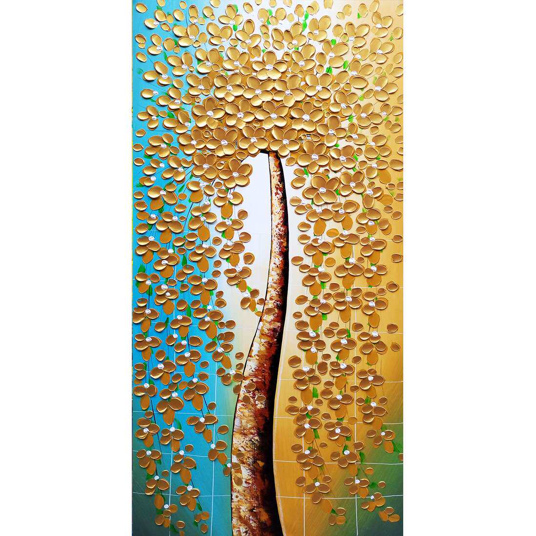 手绘油画玄关装饰画竖版现代简约挂画入户走廊过道壁画立体发财树