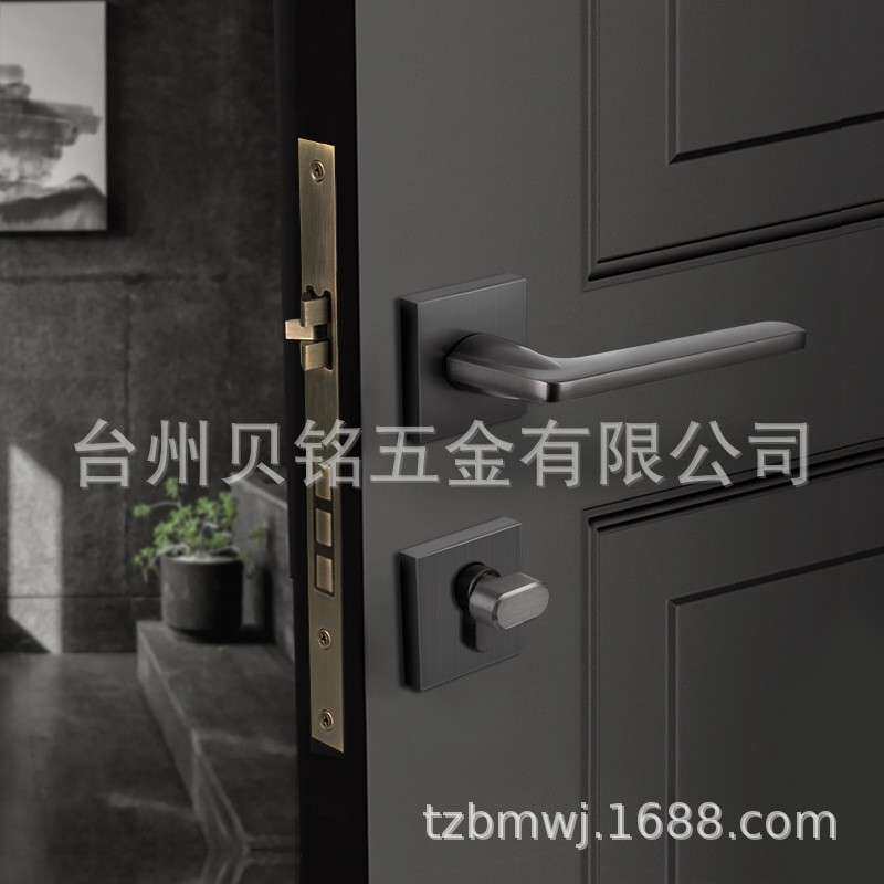 铜门锁静音分体室内锁 卧室简约门把手家用木门装修执手锁多色