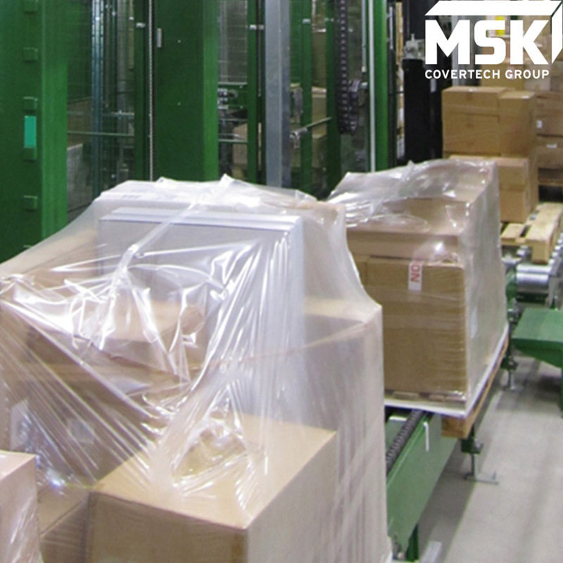 德国MSK全自动冷拉伸套膜包装机物流中心包裹套膜设备托盘包装机