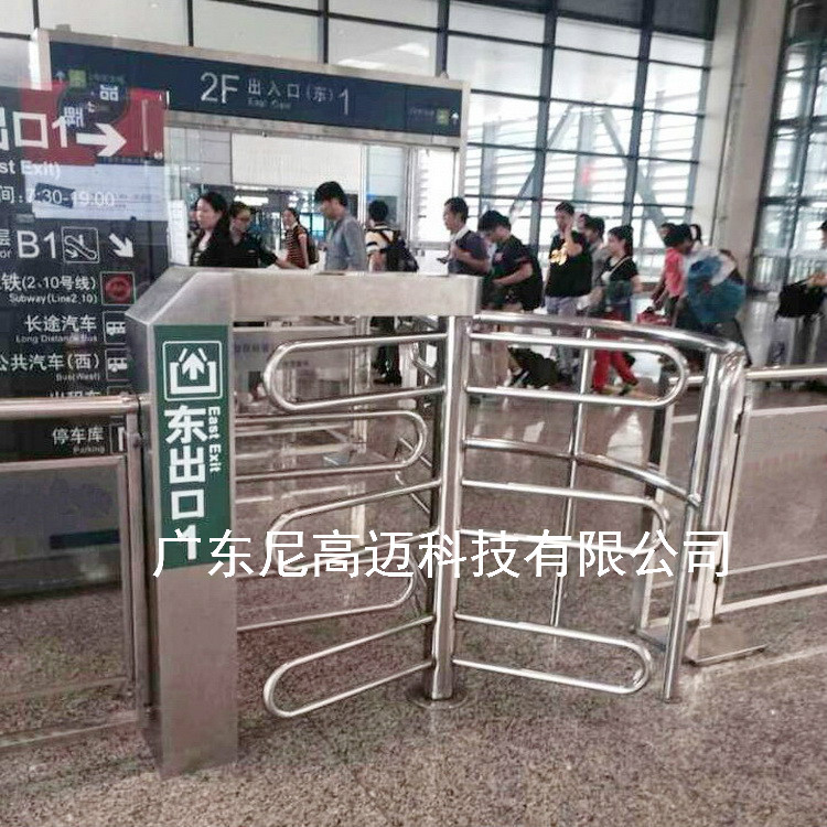 供应 机场旅客单出口手推旋转机 不锈钢半高门闸 只出不进设定