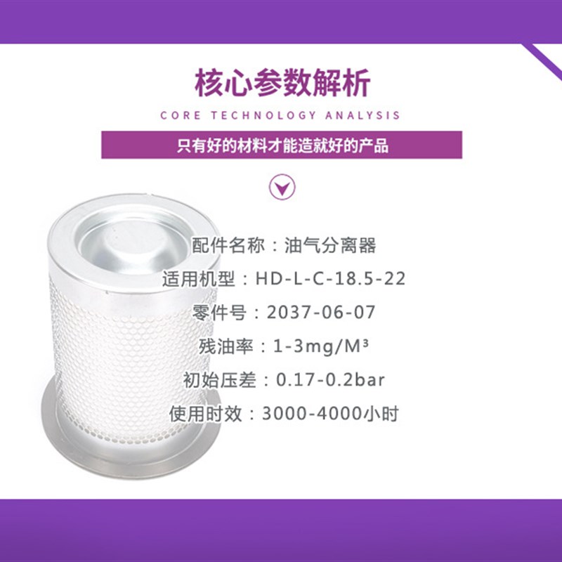 凌格风螺杆空压机保养配件L/HsD/C-30/37油气分离器2037-06-07油图片