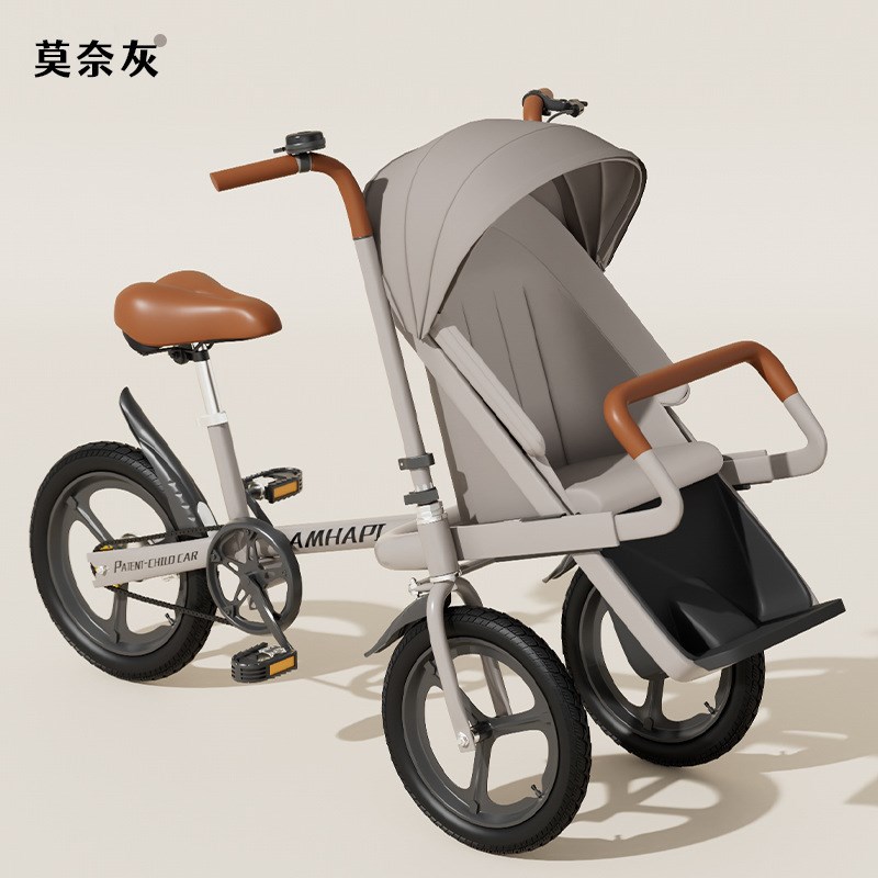 直销亲子电动自行车儿童三轮带娃车骑行代步接送宝宝遛娃神器