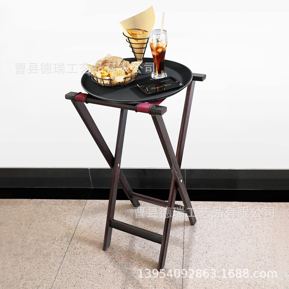行李架酒店用品木质行李置物架便携式折叠行李架实木餐边桌托盘架