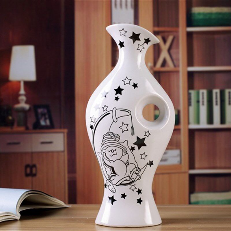 直销 陶瓷颜色釉贴花花瓶 星A星 陶瓷器家居装饰品花卉摆件