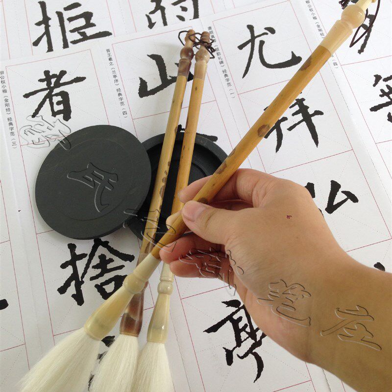 花牛角黑湘妃小楷笔软羊毛写楷书隶书画画 适合毛笔底子深
