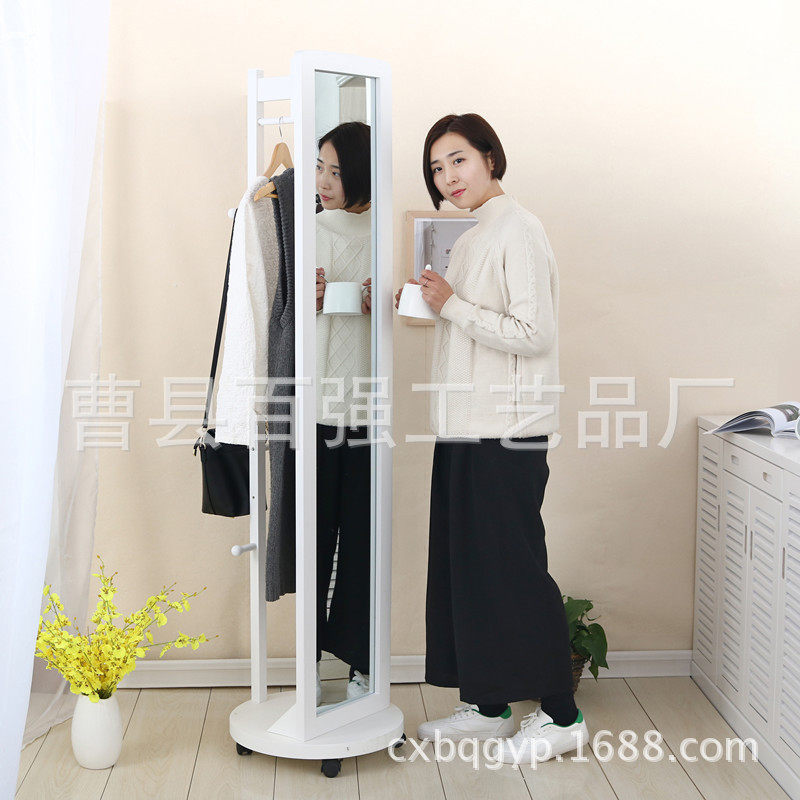 木质简约试衣镜落地穿衣镜全身镜旋转欧式梳妆镜