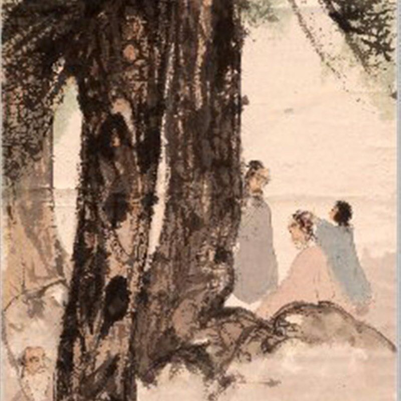 《九老图》傅抱石 名人字画国画 办公室客厅 5R6*178cm包邮