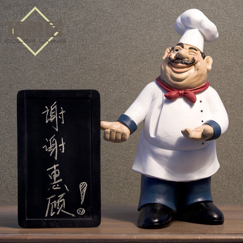 欧式厨师留言板树脂工艺品创意D摆件收银台餐厅装饰品纪念品