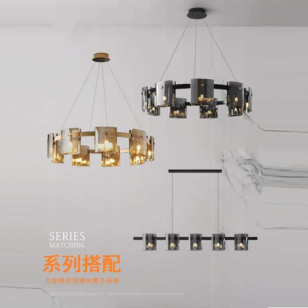 2024年新款北欧简约客厅卧室吊灯后现代轻奢环形餐厅水晶美式吊灯