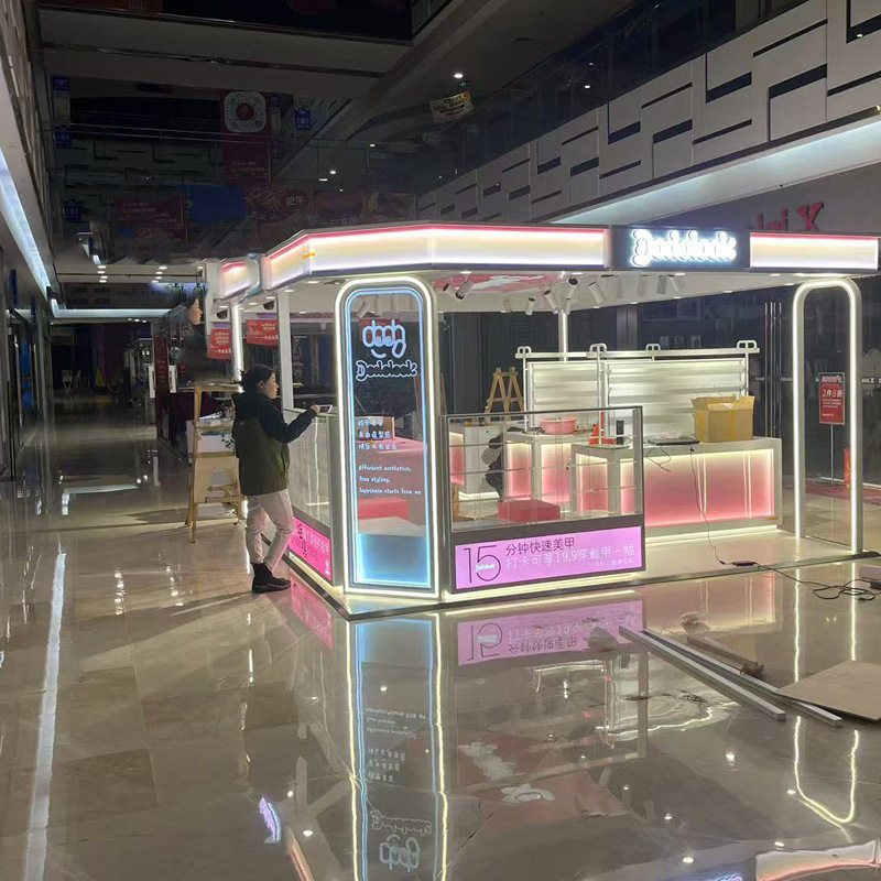 玻璃中岛台展示柜 美甲店展示柜储物柜 商场中岛展示柜台陈列架