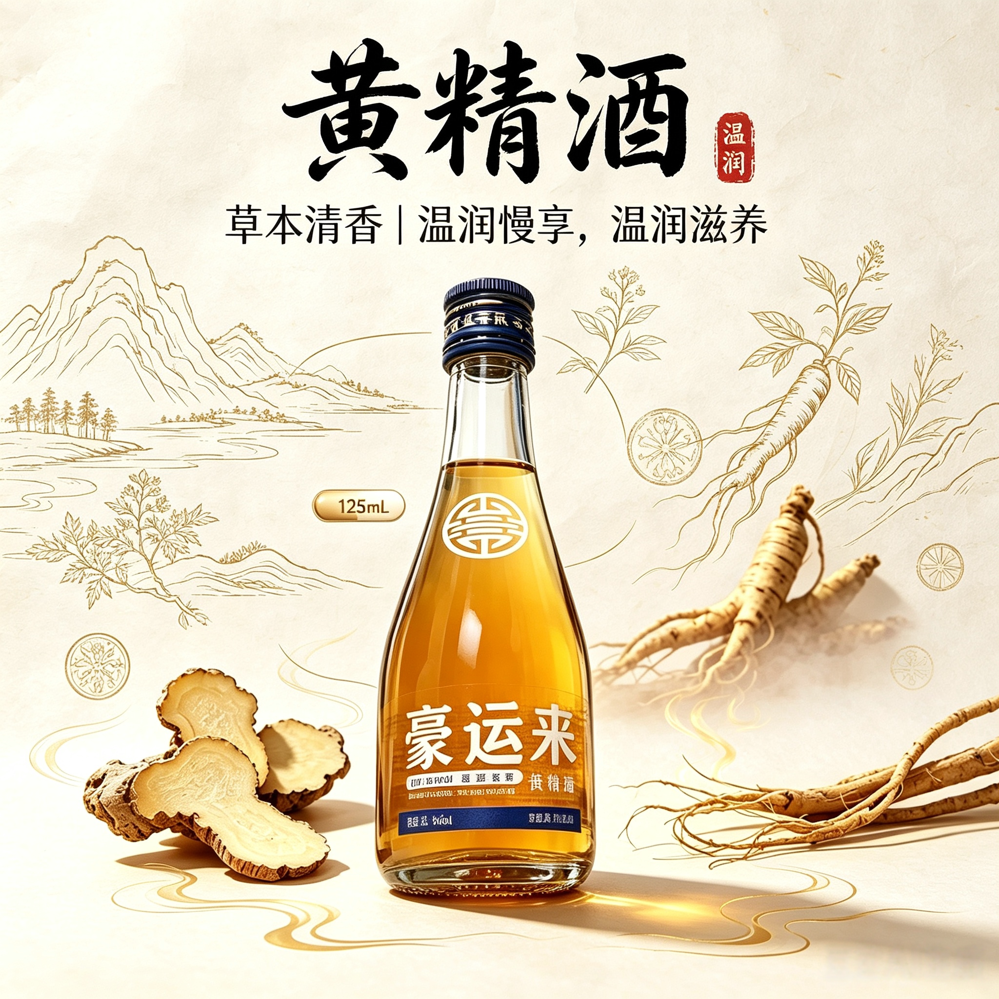 德意豪运来125ml黄精酒38度2瓶零糖零添加图片