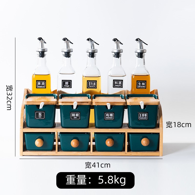 北欧厨房调味罐家用陶瓷调料盒套装收纳玻P璃油瓶组合调味料罐