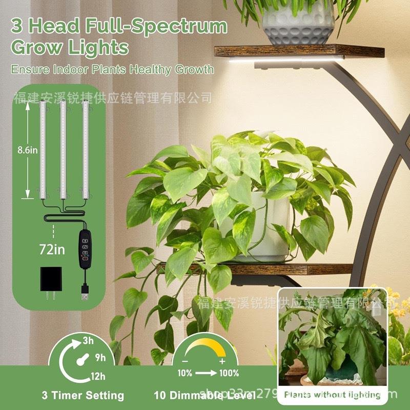 temu植物架室内花架绿植多层铁艺客厅挂件装饰花盆架子带灯