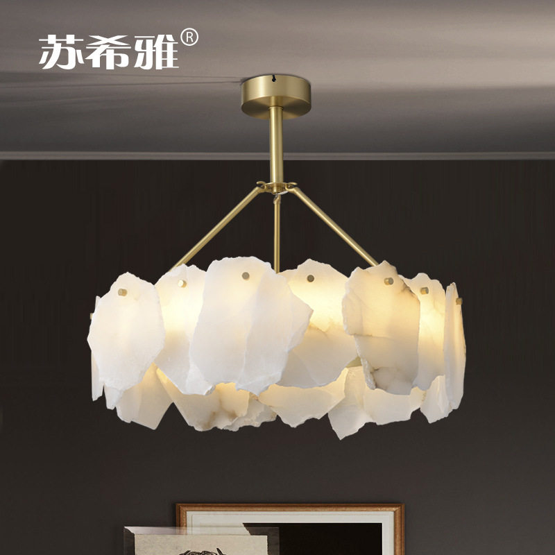 后现代轻奢全铜云石吊灯