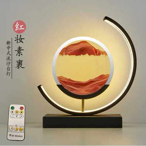 简代简约玻璃流沙画台灯办公室桌面装饰摆件小夜灯送朋友礼品台灯