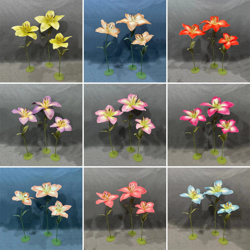 婚庆路引花成品EVA泡沫花婚礼t台场景布置百合花橱窗装饰道具外贸