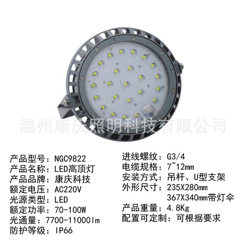 NGC982250瓦LED顶灯厂房LED泛光灯70瓦LED平台灯RGFL231