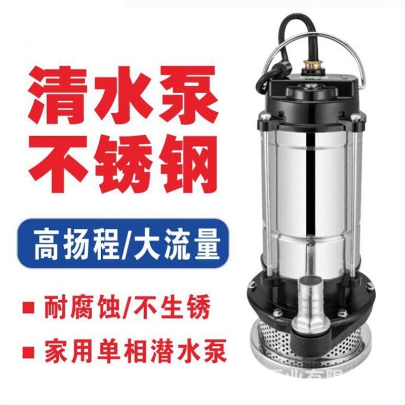 不锈钢小型潜水泵220V清水泵农用单相高压微型边立式抽水泵潜污泵